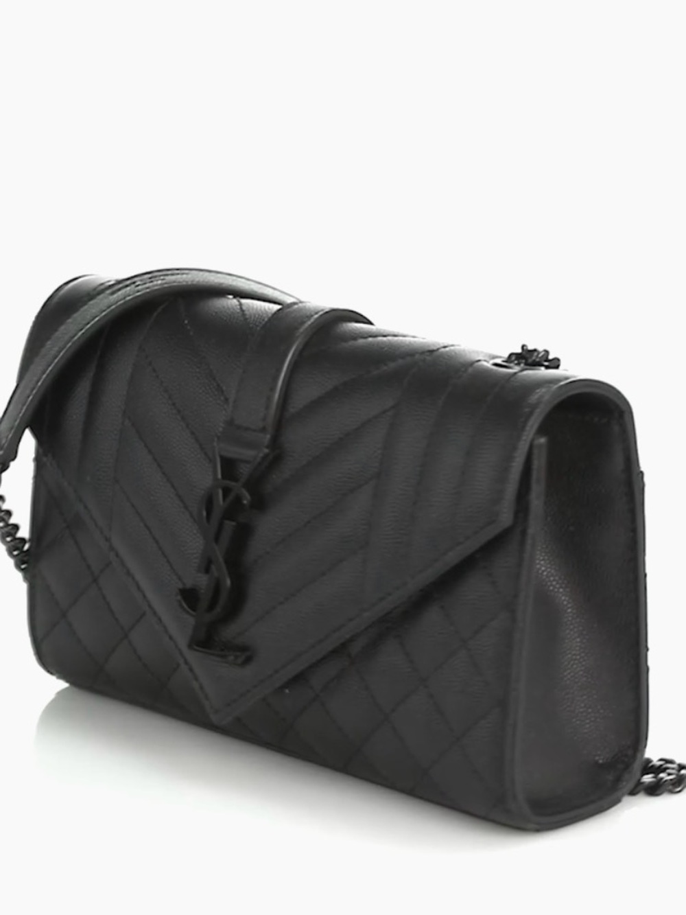Saint Laurent Black Quilted Envelope Shoulder Bag